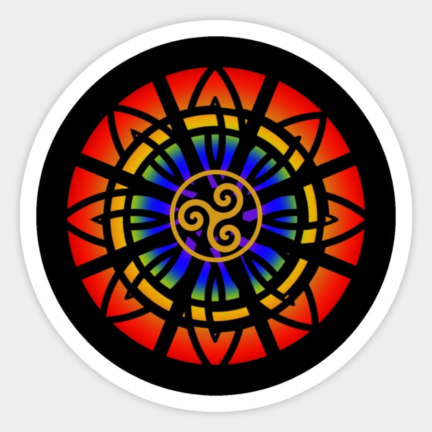 Interlaced Flower Mandal Rainbow Spiral Sticker by Celtic Morrigan